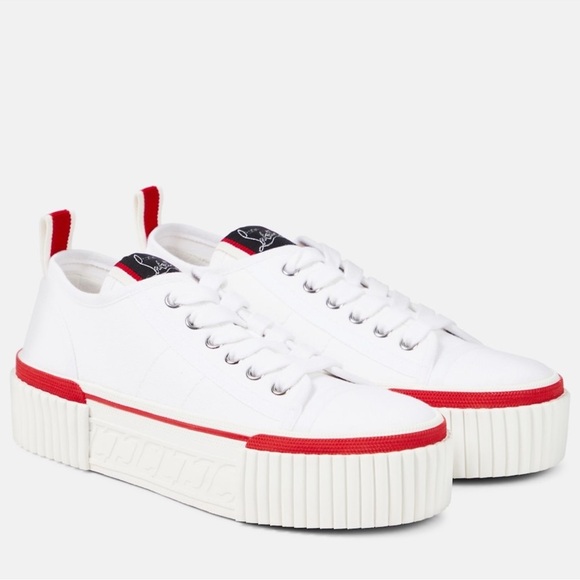 New Christian Louboutin Super Pedro CL Platform Sneakers in White Size 36 - Picture 1 of 10